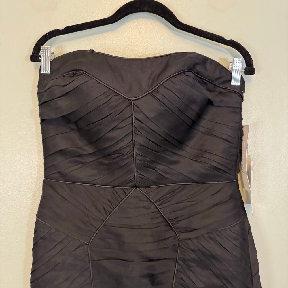 Theia Silk Sheath Dress 8 Black Mini Strapless Cocktail Party Glam NWT $450 MSRP - Picture 4 of 11